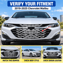NINTE Front Upper and Lower Grille Kit Fit for Chevrolet Malibu 2019-2025 Painted Black and Chrome ABS Factory Style - NINTE