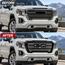 NINTE Front Bumper Upper Grille Replacement Fit for GMC Sierra 1500 2019-2021 ABS Gloss Black Assembly