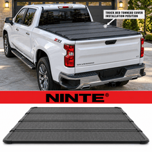 Load image into Gallery viewer, NINTE 5.8FT 4-Fold Hard Truck Bed Tonneau Cover Fit for 2019-2026 Silverado Sierra 1500 2500HD Black Clamp-On Waterproof UV Resistant - NINTE