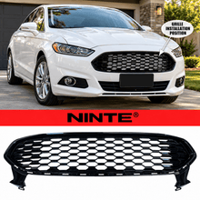 Load image into Gallery viewer, NINTE Front Grille Fit for 2013-2016 Ford Fusion Glossy Black ABS Plastic Honeycomb Style One Piece - NINTE