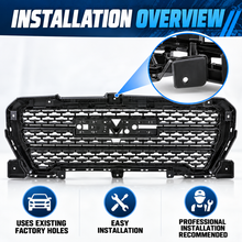 NINTE Front Bumper Upper Grille Replacement Fit for GMC Sierra 1500 2019-2021 ABS Gloss Black Assembly