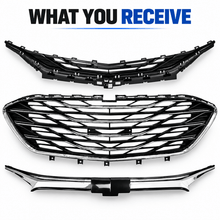 NINTE Front Upper and Lower Grille Kit Fit for Chevrolet Malibu 2019-2025 Painted Black and Chrome ABS Factory Style - NINTE