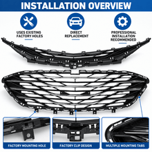 NINTE Front Upper and Lower Grille Kit Fit for Chevrolet Malibu 2019-2025 Painted Black and Chrome ABS Factory Style - NINTE