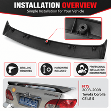 NINTE Rear Trunk Wing Spoiler Fit for 2003-2008 Toyota Corolla CE LE S Primed Matte Black ABS - NINTE