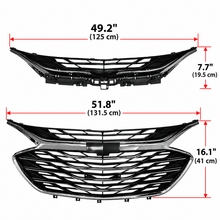 NINTE Front Upper and Lower Grille Kit Fit for Chevrolet Malibu 2019-2025 Painted Black and Chrome ABS Factory Style - NINTE