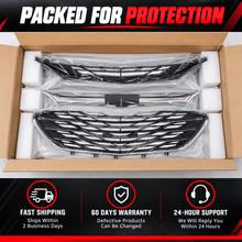 NINTE Front Upper and Lower Grille Kit Fit for Chevrolet Malibu 2019-2025 Painted Black and Chrome ABS Factory Style - NINTE