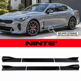 NINTE Side Skirt Extension Rocker Splitter Lip Kit Fit for KIA Stinger 2018-2023 Gloss Black PP 6-Piece Without Logo - NINTE