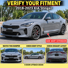 NINTE Side Skirt Extension Rocker Splitter Lip Kit Fit for KIA Stinger 2018-2023 Gloss Black PP 6-Piece Without Logo
