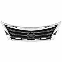 NINTE Front Upper Bumper Grille Fit for Nissan Altima 2013-2015 Black with Chrome Trim One Piece Horizontal Billet Style - NINTE