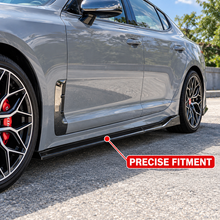 NINTE Side Skirt Extension Rocker Splitter Lip Kit Fit for KIA Stinger 2018-2023 Gloss Black PP 6-Piece Without Logo