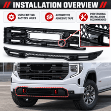 NINTE Front Lower Grille Cover Trim Fit for GMC Sierra 1500 SLT AT4 2022-2025 Painted Gloss Black One Piece ABS Insert Overlay