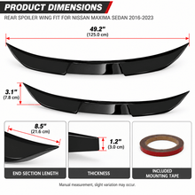 NINTE Rear Spoiler Wing Fit for NISSAN Maxima Sedan 2016-2023 Glossy Black Highkick Style - NINTE