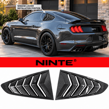 Load image into Gallery viewer, NINTE Rear Side Window Louvers Fit for Ford Mustang GT 2015-2023 Painted Carbon Fiber Look ABS Sport Style - NINTE