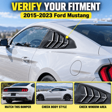 NINTE Rear Side Window Louvers Fit for Ford Mustang GT 2015-2023 Painted Carbon Fiber Look ABS Sport Style - NINTE