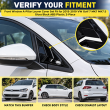 NINTE Front Window A-Pillar Louver Cover Set Fit for 2013-2019 VW Golf 7 MK7 MK7.5 Gloss Black ABS Plastic 2-Piece