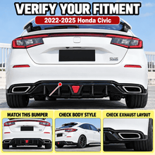 NINTE Rear Bumper Diffuser Fit for Honda Civic Hatchback 4-Door 2022-2025 Painted Gloss Black One Piece Sport Style Without Logo - NINTE