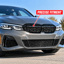 NINTE Front Grille Fit for BMW G20 330i M340i 2019-2022 Painted Gloss Black ABS Plastic Diamond Style Direct Replacement - NINTE