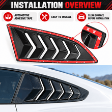 NINTE Rear Side Window Louvers Fit for Ford Mustang GT 2015-2023 Painted Carbon Fiber Look ABS Sport Style - NINTE