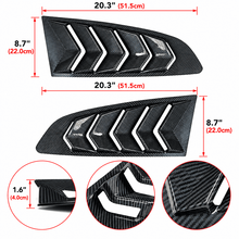 NINTE Rear Side Window Louvers Fit for Ford Mustang GT 2015-2023 Painted Carbon Fiber Look ABS Sport Style - NINTE