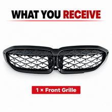 NINTE Front Grille Fit for BMW G20 330i M340i 2019-2022 Painted Gloss Black ABS Plastic Diamond Style Direct Replacement - NINTE