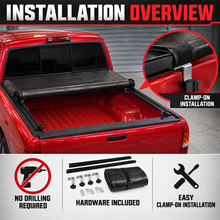 NINTE Rear Soft Roll-Up Tonneau Cover Fit for Toyota Pickup 1989-1994 and Tacoma 1995-2004 6 ft Short Bed Black Vinyl Clamp-on No-Drill