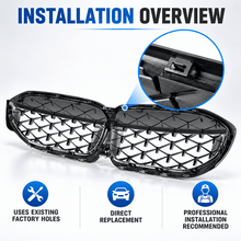 NINTE Front Grille Fit for BMW G20 330i M340i 2019-2022 Painted Gloss Black ABS Plastic Diamond Style Direct Replacement - NINTE