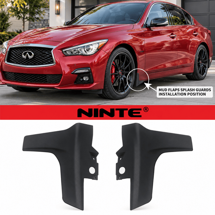 NINTE Front Mud Flaps Splash Guards Fit for Infiniti Q50 / Q50S 2014-2023 Unpainted Matte Black ABS Bolt-On Kit - NINTE