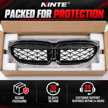 NINTE Front Grille Fit for BMW G20 330i M340i 2019-2022 Painted Gloss Black ABS Plastic Diamond Style Direct Replacement - NINTE