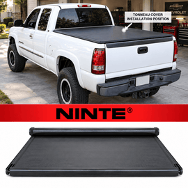 NINTE Rear Soft Roll-Up Tonneau Cover Fit for 1999-2006 Chevy Silverado GMC Sierra 1500-3500 and 2007 Classic 6.5 ft Bed Black - NINTE