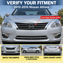 NINTE Front Upper Bumper Grille Fit for Nissan Altima 2013-2015 Black with Chrome Trim One Piece Horizontal Billet Style - NINTE