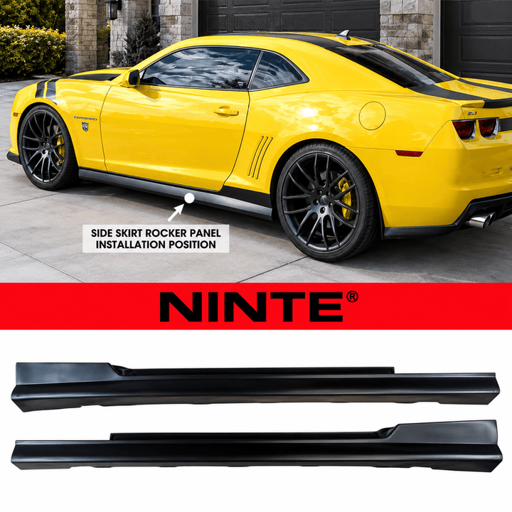 NINTE Side Rocker Panel Extension Kit Fit for Chevrolet Camaro ZL1 2010-2015 Unpainted Matte Black ABS OEM Style - NINTE
