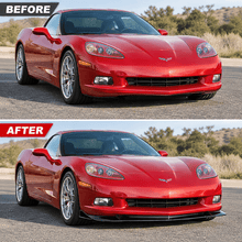 NINTE Front Bumper Lip Splitter Kit Fit for Corvette C6 Base Model 2005-2013 Painted Gloss Black ABS Plastic 3-Piece ZR1 Style - NINTE