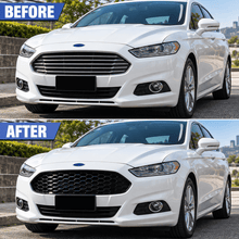 NINTE Front Grille Fit for 2013-2016 Ford Fusion Glossy Black ABS Plastic Honeycomb Style One Piece - NINTE