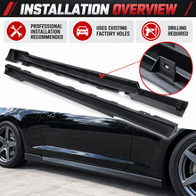 NINTE Side Rocker Panel Extension Kit Fit for Chevrolet Camaro ZL1 2010-2015 Unpainted Matte Black ABS OEM Style - NINTE