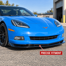 NINTE Front Bumper Lip Splitter Kit Fit for Corvette C6 Base Model 2005-2013 Painted Gloss Black ABS Plastic 3-Piece ZR1 Style - NINTE