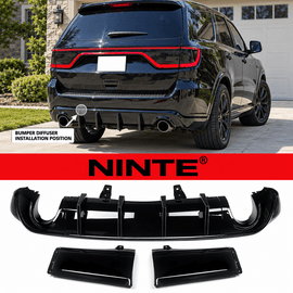 NINTE Rear Bumper Lip Diffuser Fit for Dodge Durango 2011-2026 Gloss Black 5-Piece V1 Sport Style - NINTE