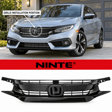 Load image into Gallery viewer, NINTE Front Grille Fit for Honda Civic 2016-2021 Select Models Gloss Black ABS Plastic OE Style Direct Replacement