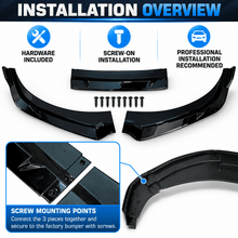 NINTE Front Bumper Lip Splitter Kit Fit for Hyundai Elantra 2024-2026 SE SEL SEL Sport Limited Base Gloss Black ABS 3-Piece Sport Style - NINTE