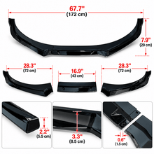 NINTE Front Bumper Lip Splitter Kit Fit for Hyundai Elantra 2024-2026 SE SEL SEL Sport Limited Base Gloss Black ABS 3-Piece Sport Style - NINTE