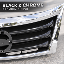 NINTE Front Upper Bumper Grille Fit for Nissan Altima 2013-2015 Black with Chrome Trim One Piece Horizontal Billet Style - NINTE