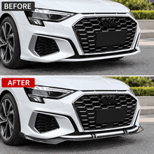 NINTE Front Bumper Lip Splitter Kit Fit for Audi A3 S3 8Y Sedan 2022-2023 Carbon Fiber Look 3-Piece Sport Style - NINTE