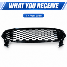 NINTE Front Grille Fit for 2013-2016 Ford Fusion Glossy Black ABS Plastic Honeycomb Style One Piece - NINTE