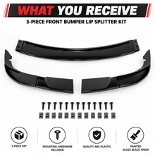 NINTE Front Bumper Lip Splitter Kit Fit for Corvette C6 Base Model 2005-2013 Painted Gloss Black ABS Plastic 3-Piece ZR1 Style - NINTE