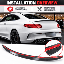 NINTE Rear Trunk Spoiler Wing Fit for Mercedes-Benz C-Class C205 Coupe 2017-2021 Painted Carbon Fiber Look One Piece Duckbill Style Without Logo - NINTE