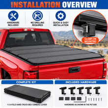 NINTE 5.8FT 4-Fold Hard Truck Bed Tonneau Cover Fit for 2019-2026 Silverado Sierra 1500 2500HD Black Clamp-On Waterproof UV Resistant - NINTE