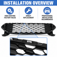 NINTE Front Grille Fit for 2013-2016 Ford Fusion Glossy Black ABS Plastic Honeycomb Style One Piece - NINTE
