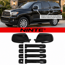 Load image into Gallery viewer, NINTE Exterior Mirror Cover and Door Handle Cover Kit Fit for Toyota Sequoia 2007-2019 Painted Gloss Black ABS Tape on - NINTE