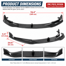 NINTE Front Bumper Lip Splitter Fit for BMW 8 Series G14 G15 G16 M850i 840i M Sport 2018-2021 Painted Carbon Fiber Look One Piece Sport Style Without Logo