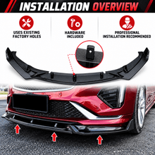 NINTE Front Bumper Lip Splitter Fit for Cadillac CT5 Premium Luxury Sedan 4-Door 2024-2026 Painted Carbon Fiber Look 3-Piece Combat Style - NINTE