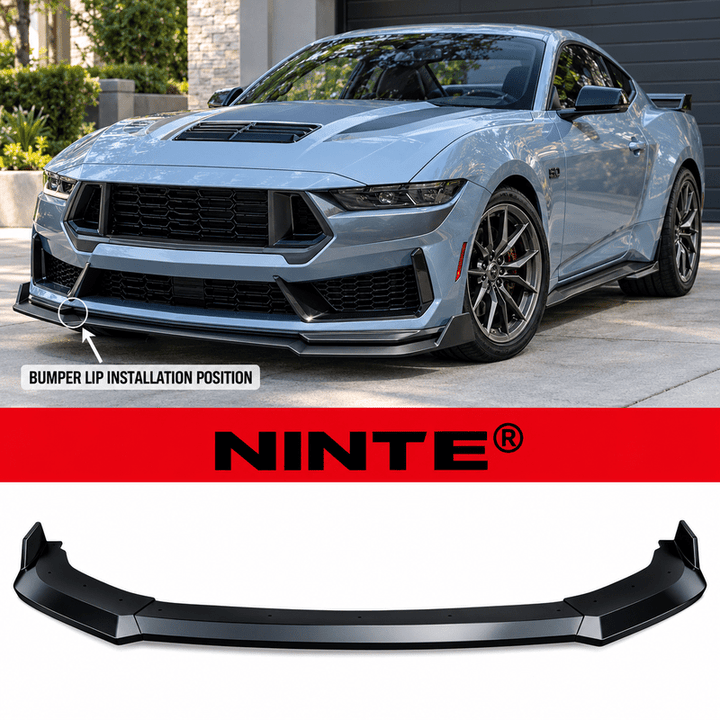 NINTE Front Bumper Lip Splitter Kit Fit for Ford Mustang Dark Horse Coupe 2-Door 2024-2025 Matte Black ABS 3-Piece Sport Style - NINTE